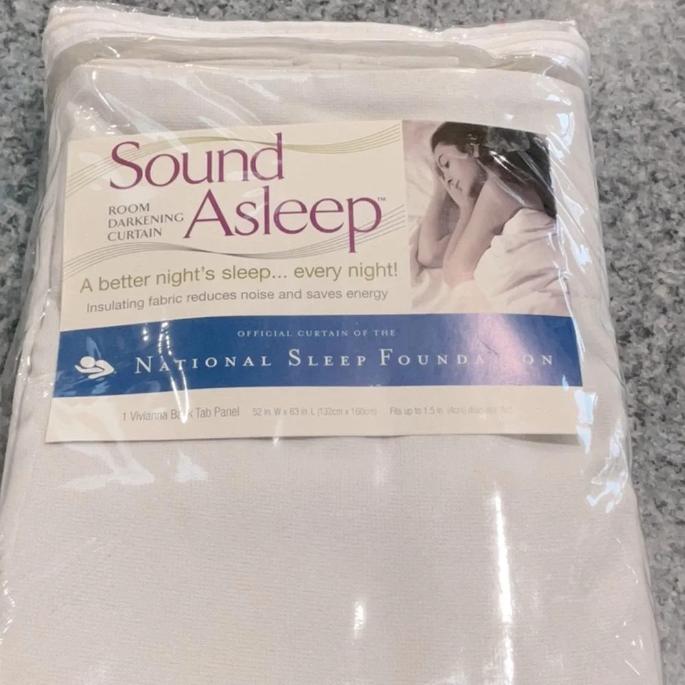 2 curtain panels. back tab. Room darkening. Nat Sleep Foundation, 52”x63”